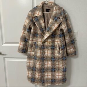 Chic Multicolor Plaid Coat Womens Small